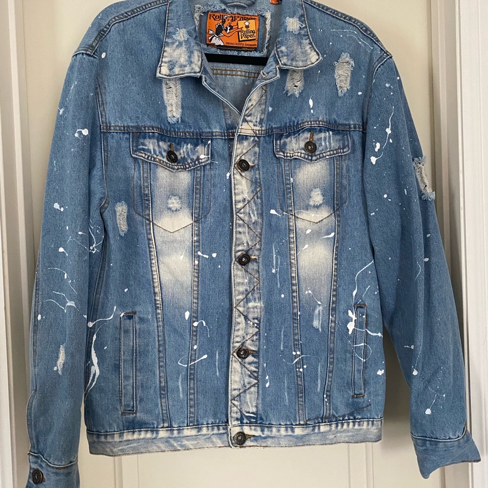 Rolling Paper Distressed Denim Jeans -Jacket